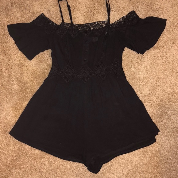 LF Pants - Black lace detail romper